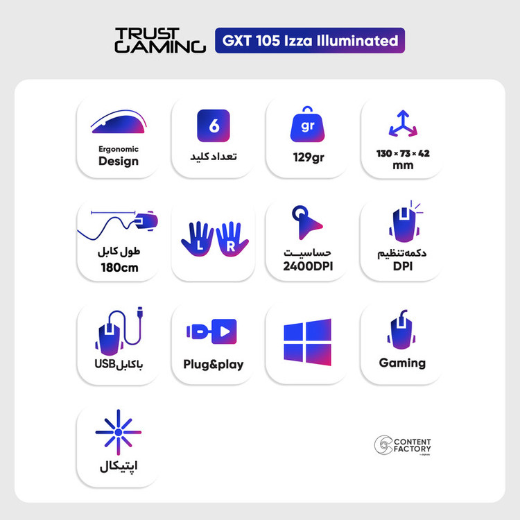 ماوس مخصوص بازی تراست مدل GXT 105 Izza Illuminated