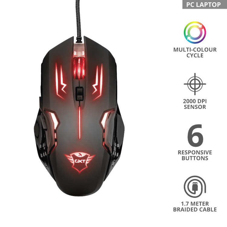 ماوس مخصوص بازی تراست مدل GXT 108 Rava illuminated